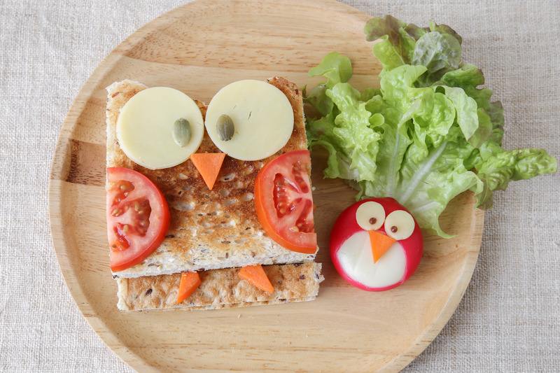 Owl healthy sandwich, fun food art for kids