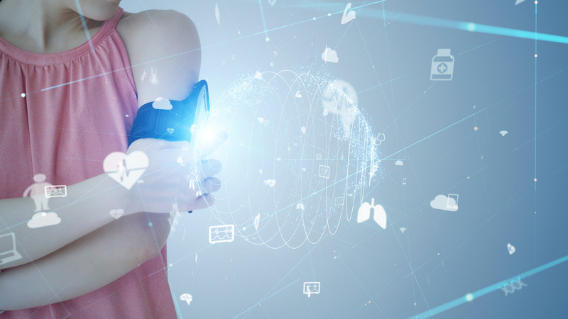 Wearable computing concept. Health care technology.